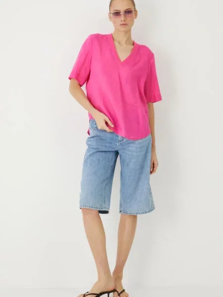 Льняна блузка Medicine однотонна рожевий