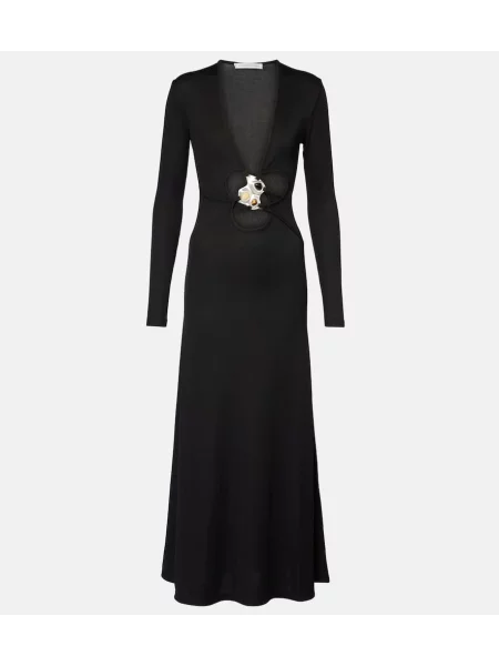 Maksi sukienka maxi Christopher Esber z kamieniami garniturowa czarna