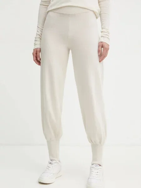 Vuneni donji dio trenirke Weekend Max Mara bez uzorka bež