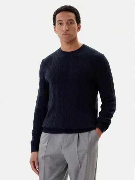 Sweter Boss wełniany niebieski