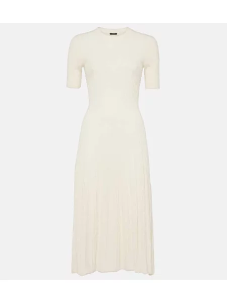 Rochie midi Joseph de lână până la genunchi de costum alb