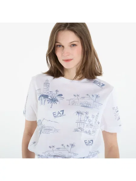 Тениска Emporio Armani Train Costa T-Shirt Fancy White Embro M бяло