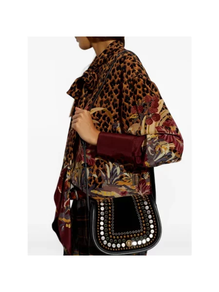 Torebka crossbody Etro zamszowa z ćwiekami czarna