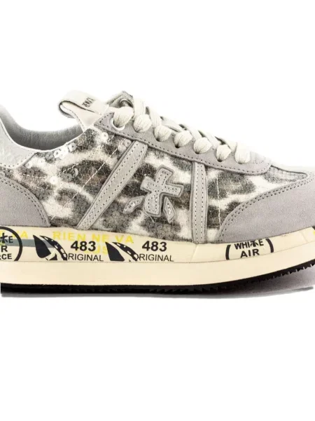 Sneakers Premiata με παγιέτες με λεοπαρ μοτιβο γκρι