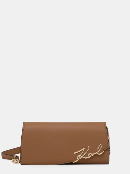 Karl Lagerfeld geantă crossbody pentru femei din piele K/SIGNATURE maro