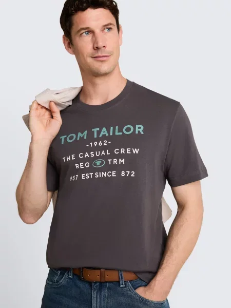 TOM TAILOR Tričko tyrkysová / antracitová biela