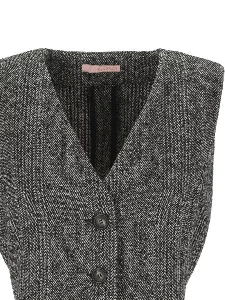 Cu centură geacă Kristina Ti cu model herringbone negru