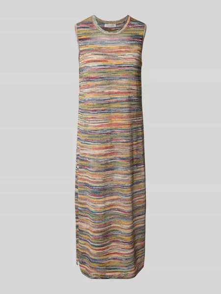 Sukienka midi z mieszanki w imitacji dzianiny Christian Berg Woman beżowa