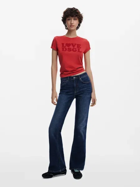 Desigual Póló Love Dsgl Regular Fit piros