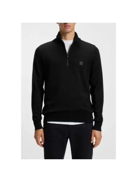 Dzianinowa lekki golf bluza Boss Orange czarna