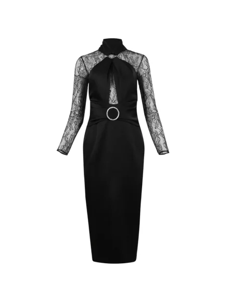 Sukienka midi Rasario drapowana do kolan garniturowa czarna