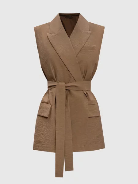 Жилет на запах з ланцюжком моніль Brunello Cucinelli коричневий