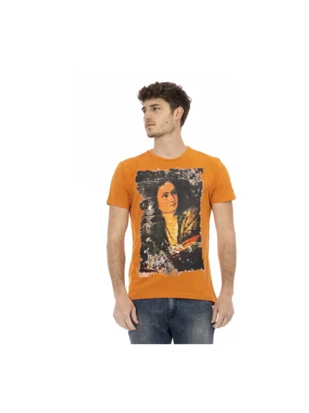 Krótka koszulka Trussardi casual pomarańczowa