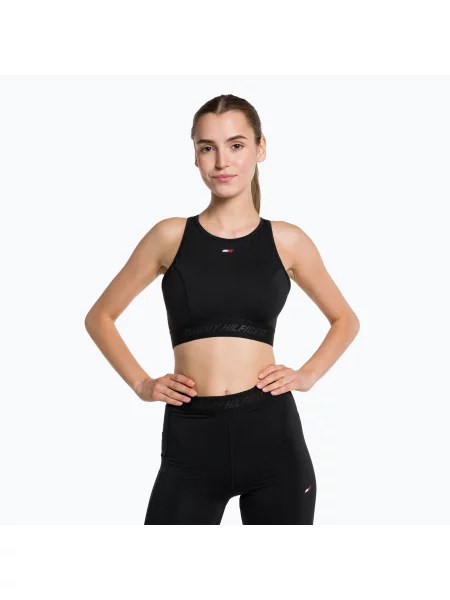 Tommy Hilfiger Mid Intensity High Neck Core fitness podprsenka černá