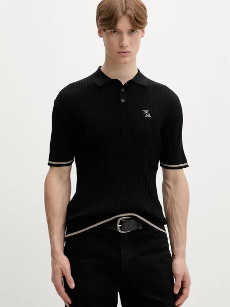 Filling Pieces póló Fine Knit Polo fekete