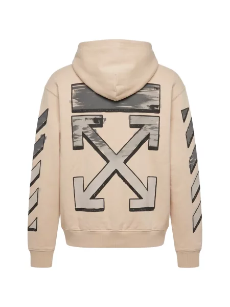 Hanorac cu glugă Off-white cu imagine alb