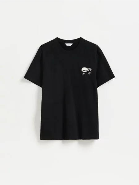 Reserved Tricou regular fit cu imprimeu pe spate negru
