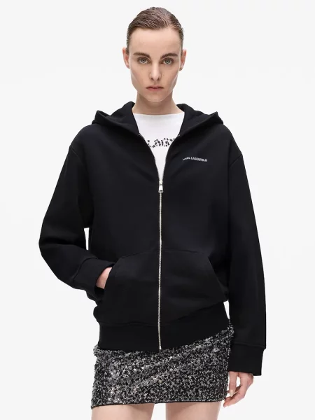 Karl Lagerfeld bluza z kapturem gładka czarny