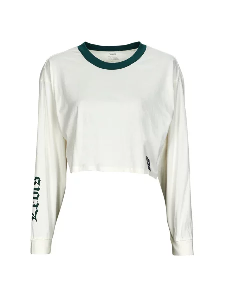 Grafika majica z dolgimi rokavi Levi's® z dolgimi rokavi obrezano bela