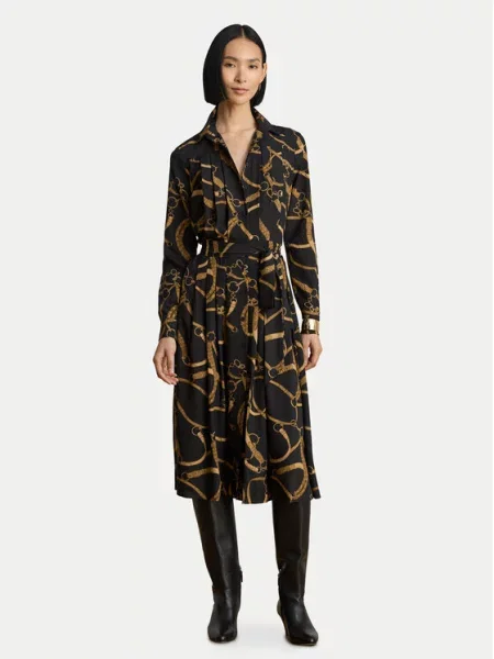 Платье-рубашка Lauren Ralph Lauren a-силуэта черное