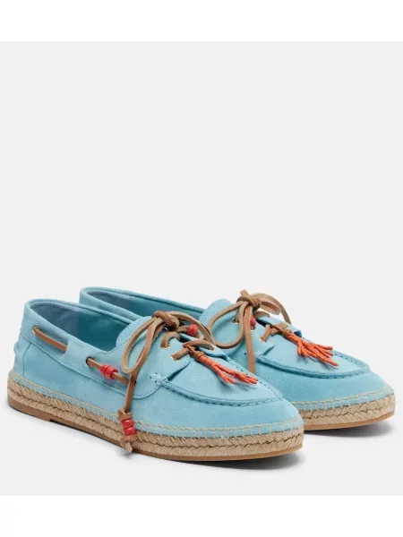 Espadrile Aquazzura din piele de căprioară cu mărgele albastru
