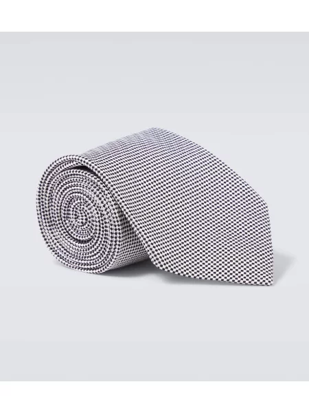 Hedvábná kostkovaná kravata Charvet černá