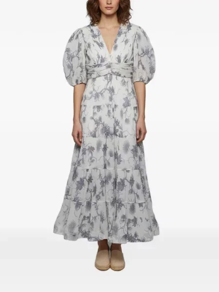 Rochie maxi Zimmermann cu model floral cu imagine alb