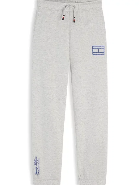 TOMMY HILFIGER Pantaloni Outline Flag Wide Cuffed Leg albastru / amestecat gri