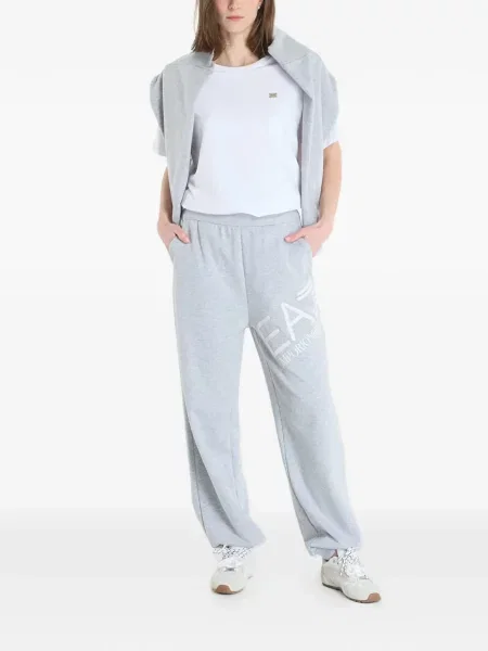 Τρέξιμο παντελόνι Ea7 Emporio Armani με αυτόγραφο γκρι