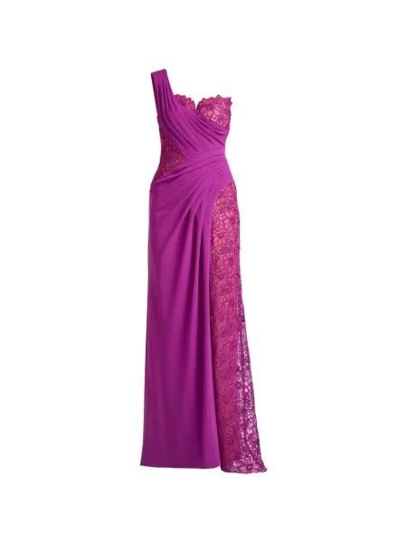 Rochie maxi Tadashi Shoji din dantelă cu un umăr gol violet