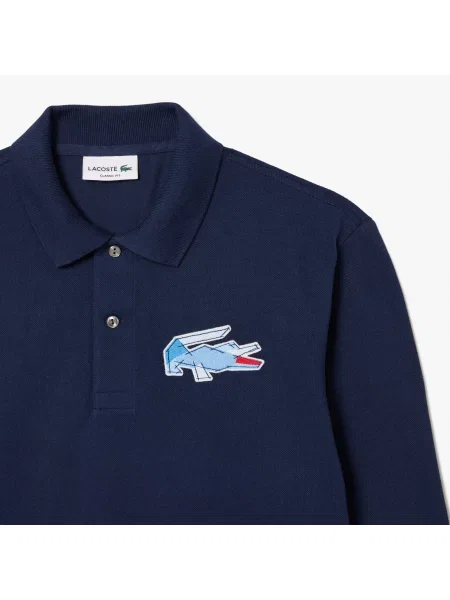 Lacoste Oryginalna Koszulka Polo Z Długim Rękawem granatowa