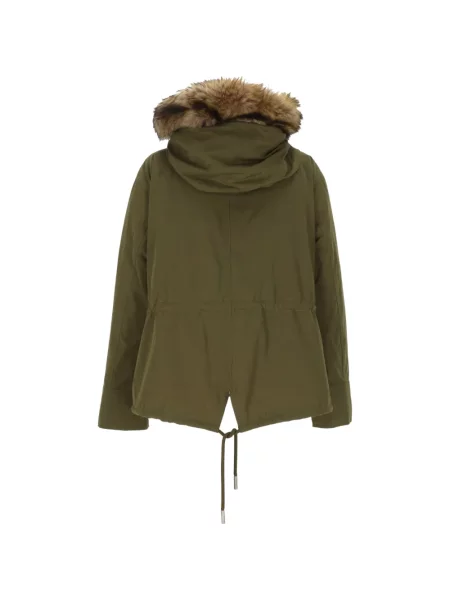 Geacă parka Moncler din piele de oaie verde