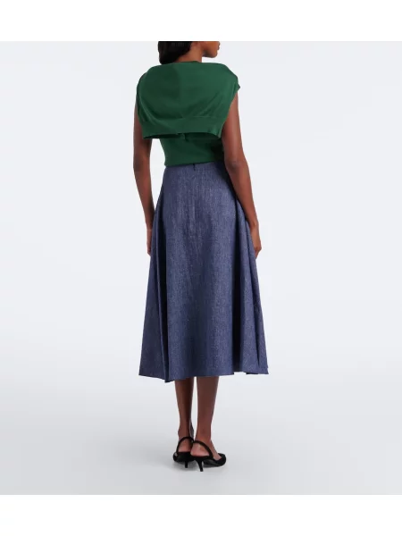 Fustă midi Carolina Herrera de lână albastru