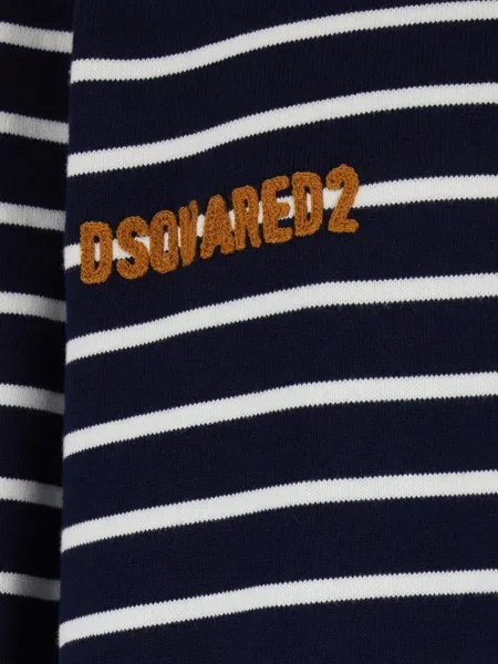 Polo Dsquared2 cu broderie cu dungi albastru