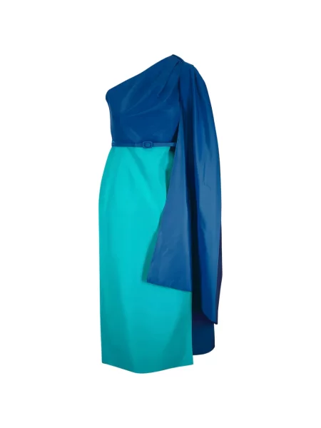 Rochie midi Carolina Herrera cu un umăr gol de costum albastru