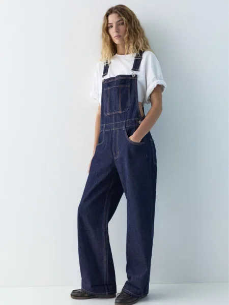Pull&Bear Salopetă închis albastru