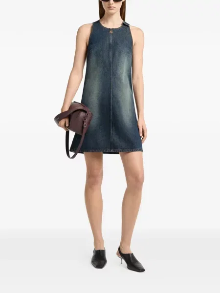 Rochie din denim Courreges în linie A albastru