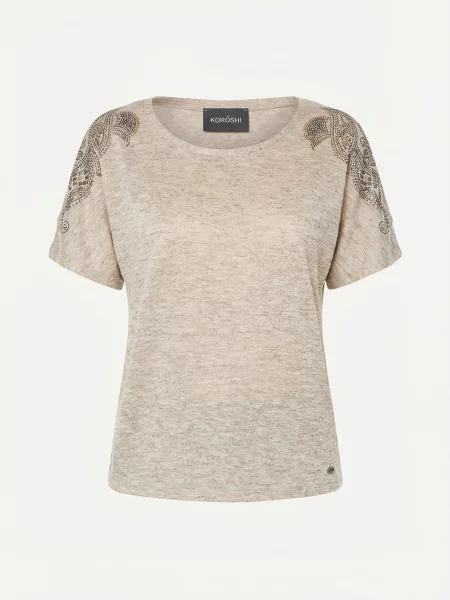 KOROSHI Tricou amestecat / bronz bej