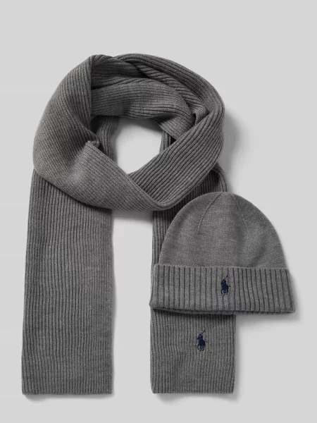 Zestaw szalik i czapka Polo Ralph Lauren szara