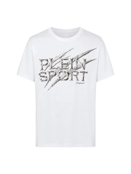 Koszulka sportowa Plein Sport z okrągłym dekoltem z logo biała
