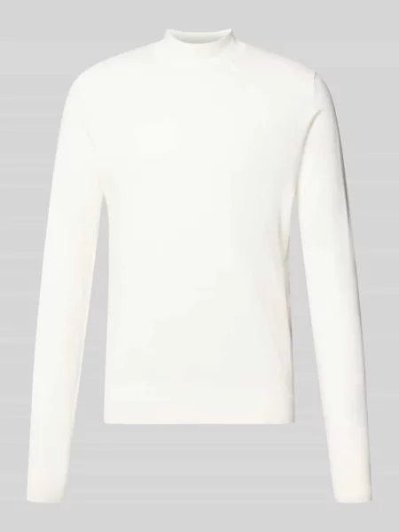 Sweter z dzianiny o kroju regular fit z mieszanki model ‘SAN MARC’ Hugo biały