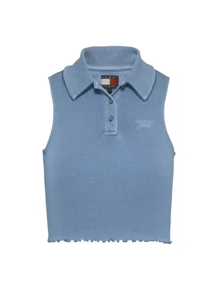 Krótki top Tommy Jeans niebieski