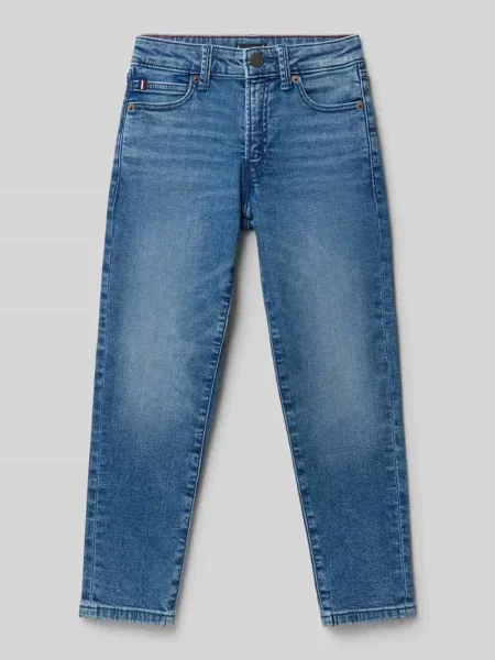 Proste jeansy o kroju Straight Fit z mieszanki bawełny Tommy Hilfiger niebieskie