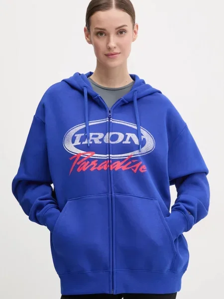 Суичър с качулка Under Armour с качулка с принт синьо