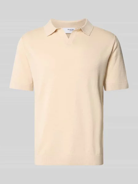 Koszulka polo o kroju regular fit z mieszanki bawełny i lnu model MATTIS' Selected Homme biała