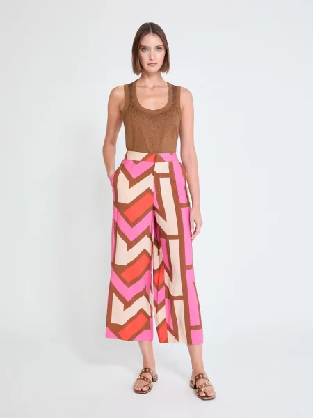 Lola Casademunt Kalhoty Pantalon / hnědá / oranžová / růžová béžová