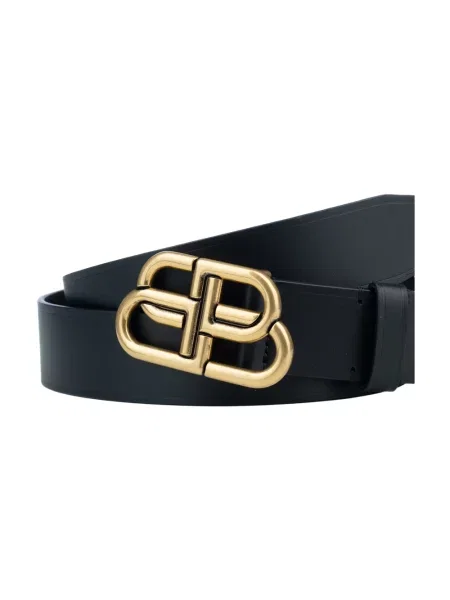 Lniany pasek Balenciaga czarny
