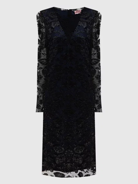 Сукня з мереживом з люрексом Lanvin синя