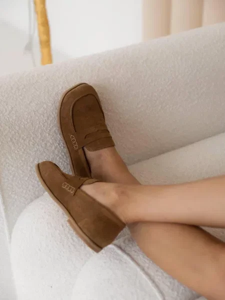 Замшеві Лофери коричневий