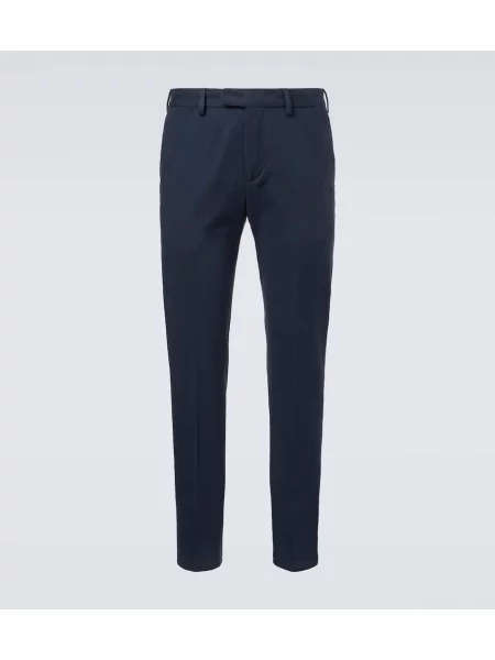 Pantaloni Thom Sweeney din țesătură twill albastru